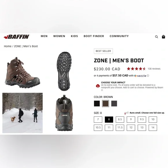 HP 🖤 Baffin Men’s Zone Softshell Boot - Brown - Picture 11 of 11